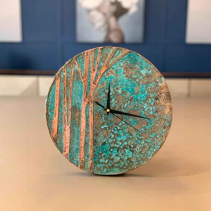 Handmade Copper Wall Clock Artisan Touch in Every Piece - Tree of Time Wall Decor Copper Clock for Living Room, Office, Kitchen & Bedroom (11 Inch)