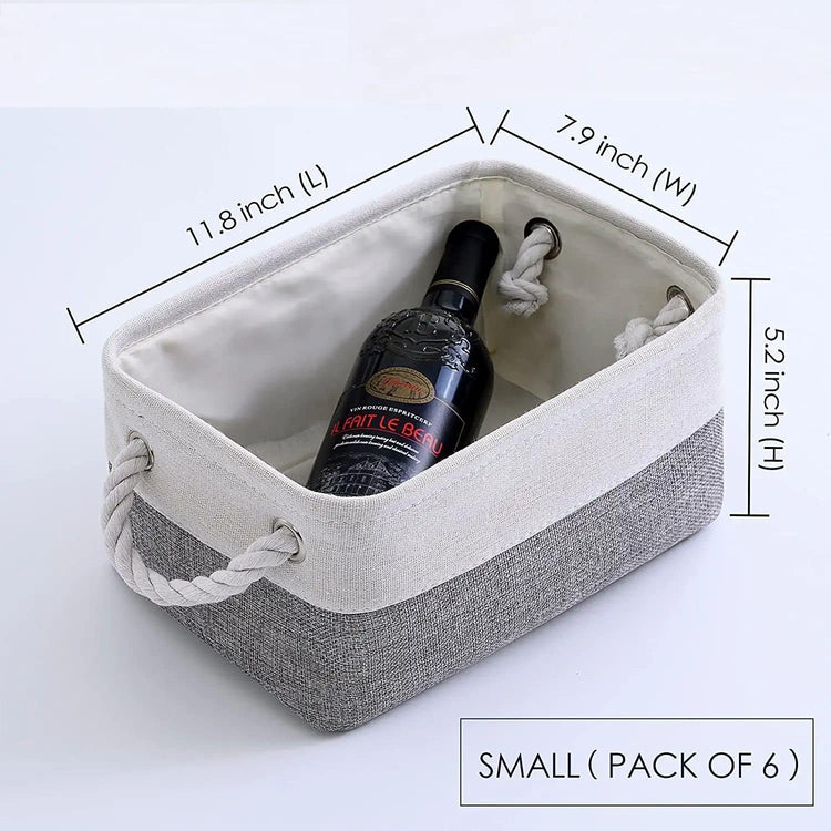 Storage Baskets 12x8x5 inch 10 Pack Fabric Baskets Foldable Storage Bins Decorative Baskets cloth storage baskets Storage Foldable Storage Bin with Rope