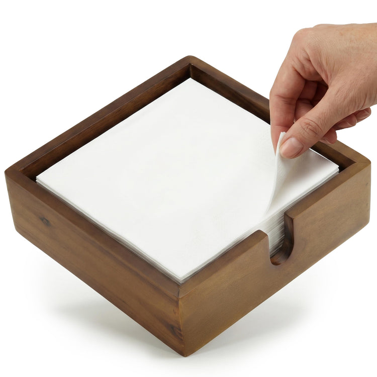 Acacia Lunch Napkin Holder 7.8 x 7.8 inches for Dining Table and Kitchen