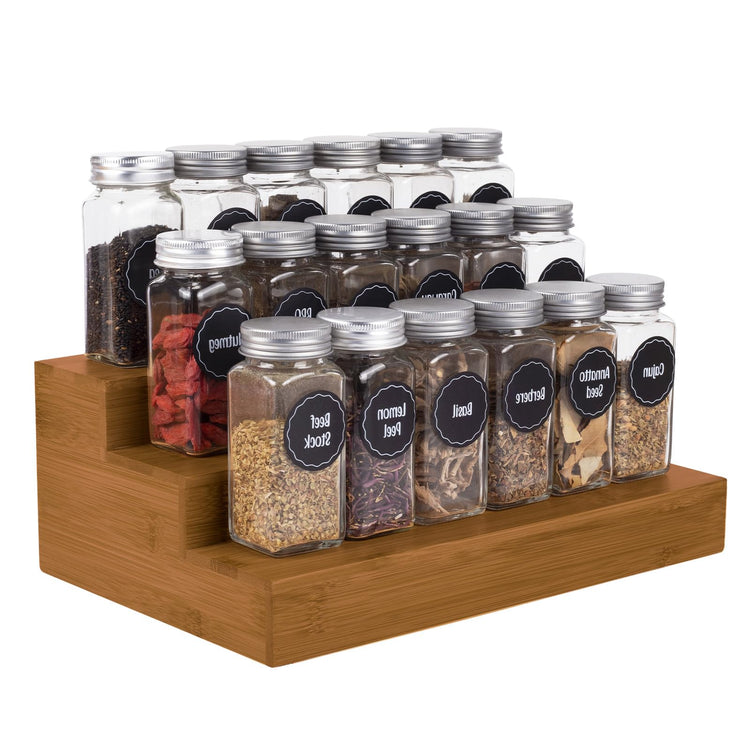 Bamboo Spice Rack Organizer for Cabinet 2 Pack