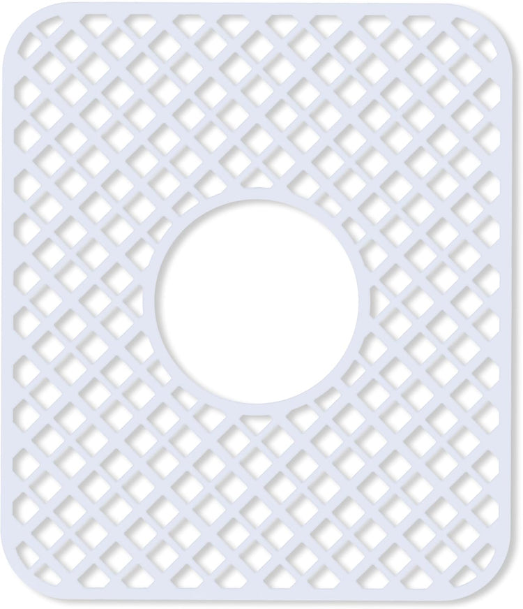 2 Pack Silicone Sink Protector for Kitchen Sink, Lozenge Pattern 13 x 11 inches Sink Grid Mat Silicone Protectors, Center Drain, White