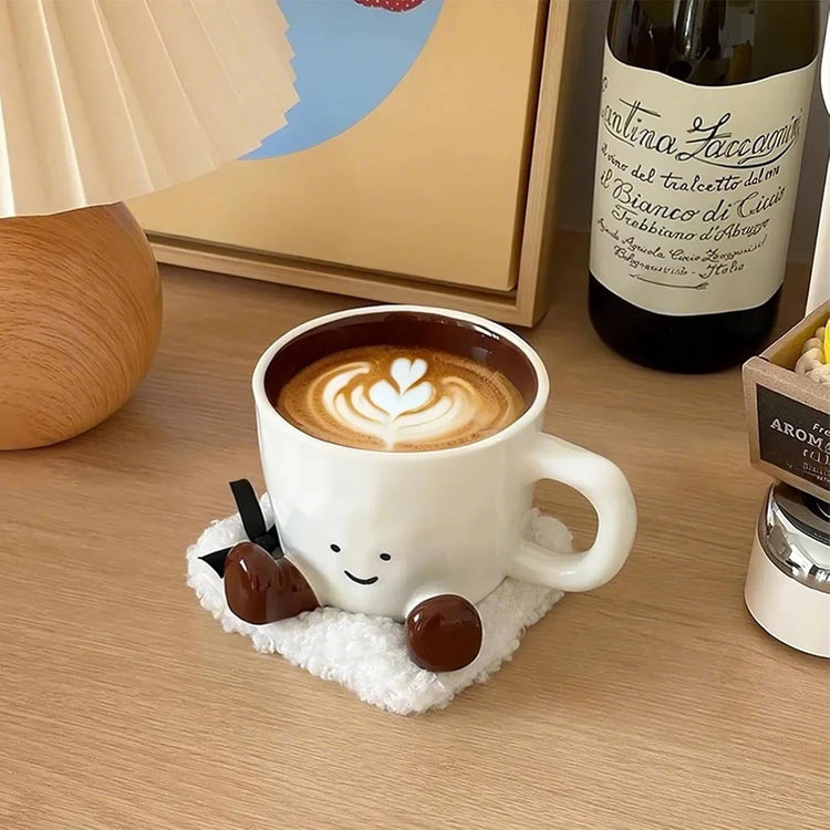 Cute Coffee Mug for Women, Ceramic Funny Coffee Cup - 12 oz Novelty Unique Teacup with Handle - Artistic Coffee Mug for Family, Friends, Coworkers