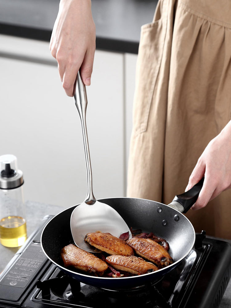 304 Stainless Steel Cooking Utensils Set 4 Piece 15 Inch Large Size Metal Kitchen Utensils Set Including Spatula (4 Count)