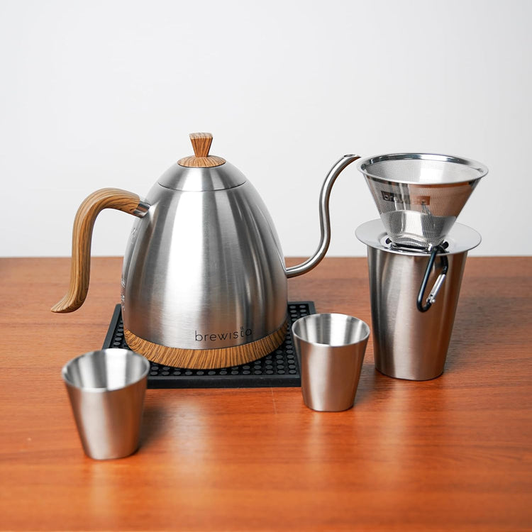 Brewista Artisan Electric Gooseneck Kettle, Water Boiler with LCD Panel, Precise Temperature Control, Fast Boiling and Keep Warm Settings for Pour-Over Coffee & Tea, Café, 1 Liter (Stainless Steel)