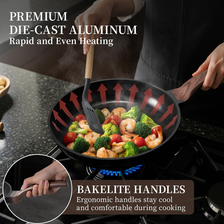 16Pcs Ceramic Pots and Pans Set Non Stick
