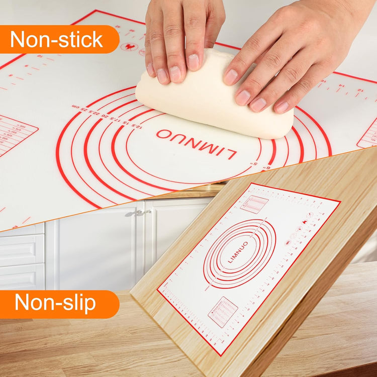 Silicone Baking Mat,Non Stick Rolling Dough with Measurements for Pie Pizza Cookies Fondant Making,Extra Thick Non Slip Silicone Pastry Mat