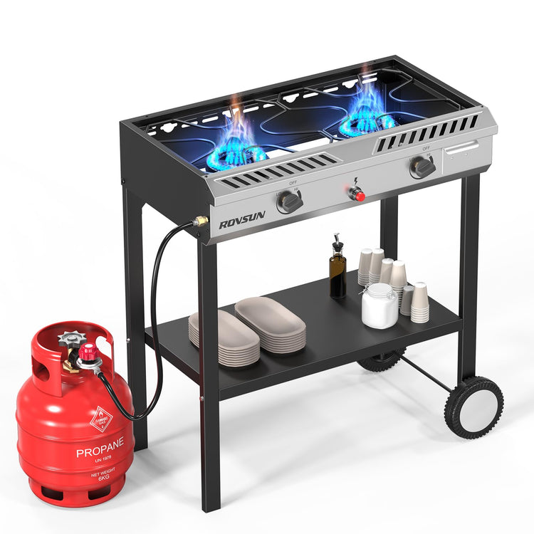 2 Burner Outdoor Propane Gas Stove with Auto