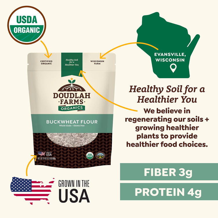 Organic Buckwheat Flour 25 lb Bulk (400 Ounce)