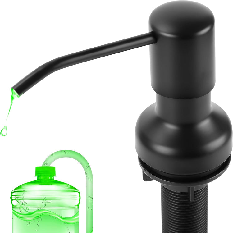 Soap Dispenser for Kitchen Sink, Sink Soap Dispenser with Longer Threaded Shaft Shank, 47" Extension Tube Connects Directly to Dish Soap Container, Wider Pump Head Base (Black)