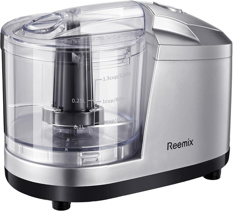 1.5-Cup One-Touch Electric Food Chopper, 100W Mini Food Processor Meat Grinder, Mix, Chop, Mince and Blend Vegetables, Fruits, Nuts, Meats, Stainless Steel Blade (Silver)
