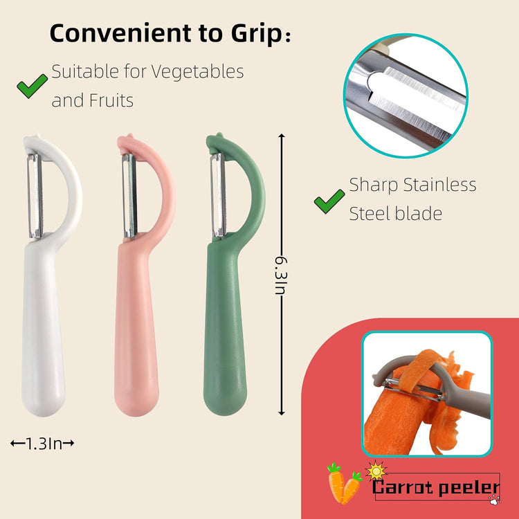 Trez Treamer 6-Piece Vegetable Peelers for Kitchen,Stainless Steel Apple Peeler Set for Veggie Carrot Fruit Zucchini Cucumber Peeler Sharp Potatoes & Potato Peeler Bulk with Non-Slip Handle (P)