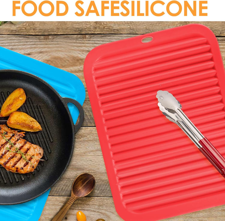 5 Pack Silicone Trivets for Hot Pots and Pans, 9 * 12Inch SiliconeTrivet for HotDishes, Colorful Heat Resistant Silicone Mat, Non-Slip Hot Pads Pot Holders for Kitchen Counter Hot Plate Mat