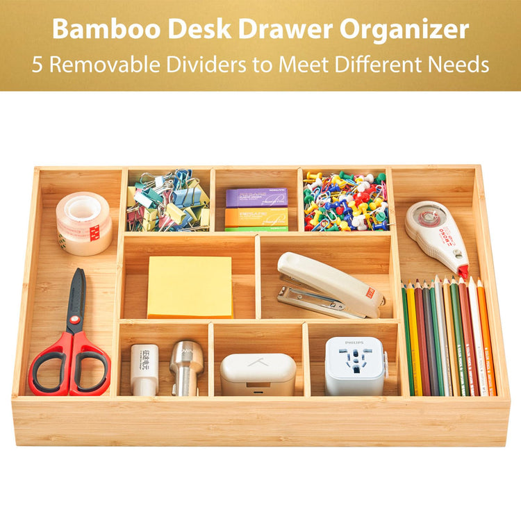 Extra Large Bamboo Desk Drawer Organizer