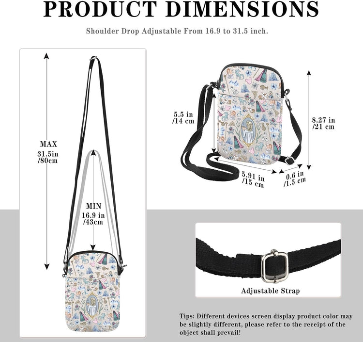 GJTIM Elsa Princess Gift Elsa Merchandise Princess Elsa & Anna Fan Gift Princess Cartoon Character Gift Crossbody Bag