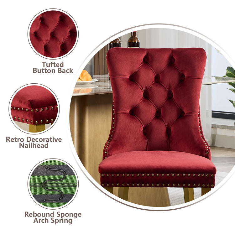 Burgundy Velvet Dining Chairs Set of 4 (4 Count)