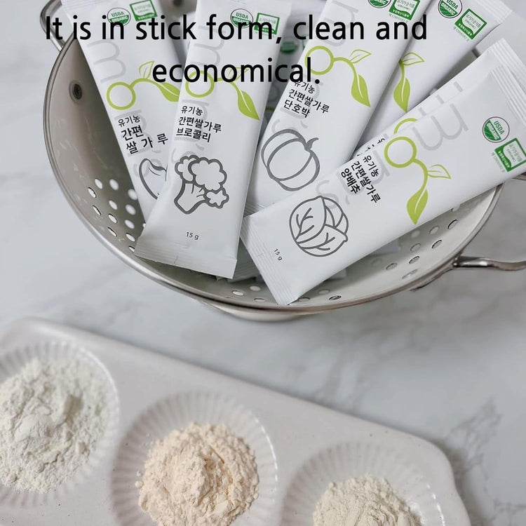mom's Organic Simple Rice Powder Korean Rice Flour for Soup, Congee (Rice + Cabbage) 15g*5stick/box - Nestoria