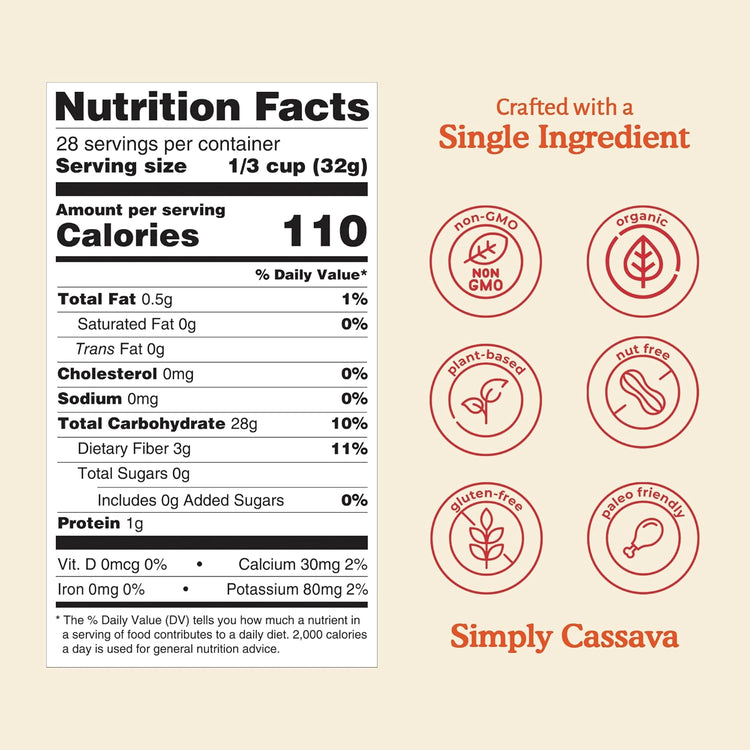 YAKÉVA Organic Cassava Flour - Gluten-Free Flour, Grain-Free, Nut-Free, Wheat Substitute, Paleo, Non-GMO, 100% Yuca Root, No Additives & Preservatives - Nestoria