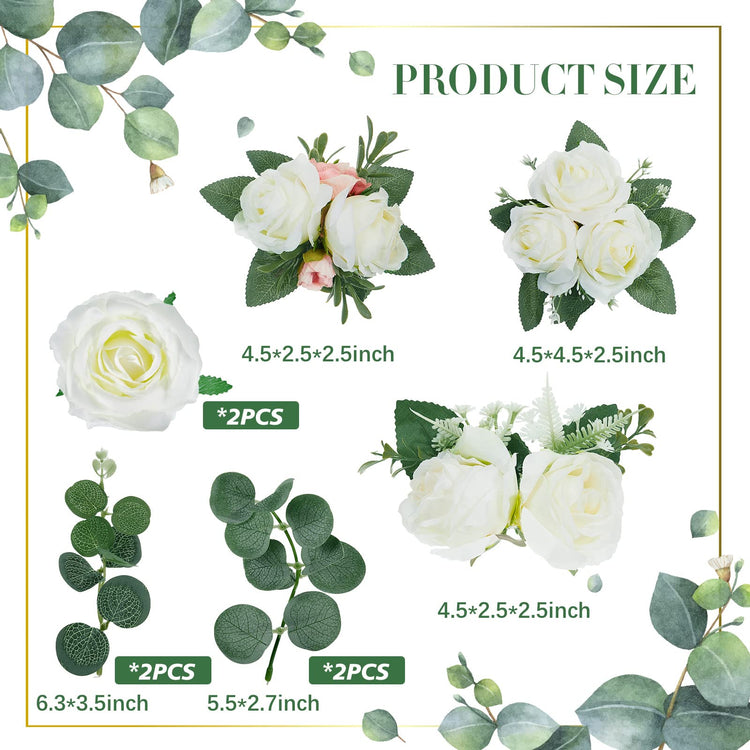 9 Pcs Flower Cake Topper Boho Cake Decorations Eucalyptus Flowers Floral Decorations for Women Wedding Birthday Party Anniversary
