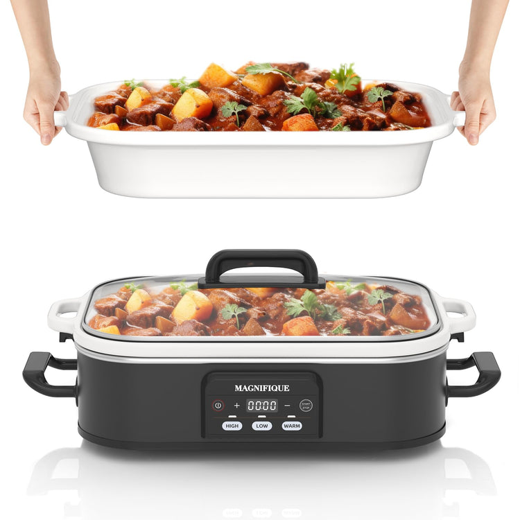 4 Quart Casserole Programmable Slow Cooker with Ceramic Baking Dish