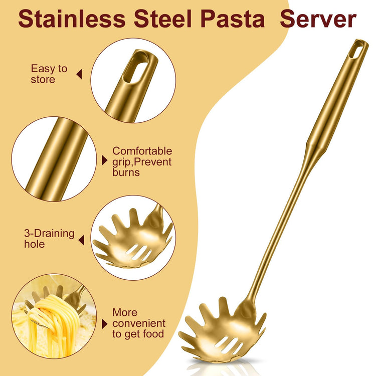 Stainless Steel Spaghetti Spoon and Pasta Tongs Set