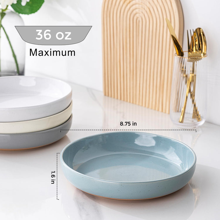 8.75'' Large Ceramic Pasta Bowls (4 Count)