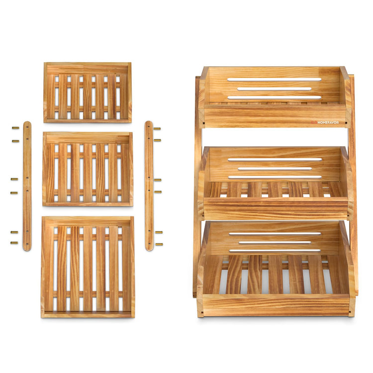 Wooden 3 Tier Fruit Basket