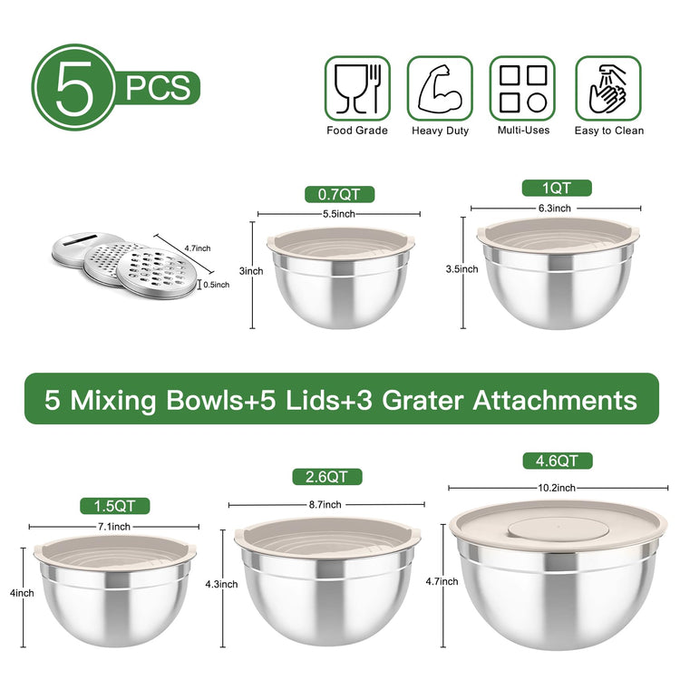 Mixing Bowls with Lids (5 Count)