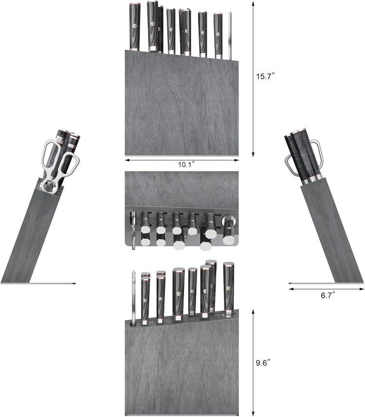 Cangshan YARI Series HUA Knife HUA Block Set, X-7 Damascus Steel, Ash Wood (12-Piece)