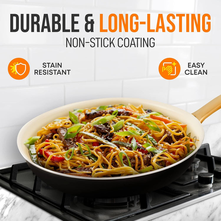 Medium Nonstick Ceramic Frying Pan with Lid