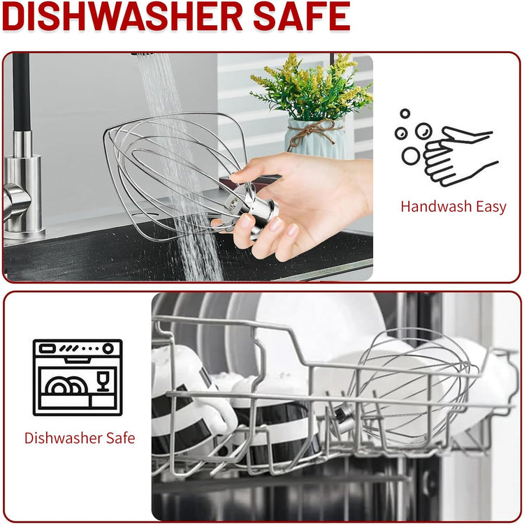 K45WW 6 Wire Whip Attachment for KitchenAid 4.5 5 Quart Tilt-Head Stand Mixer, Dishwasher Safe, Stainless Steel Whisk for Kitchen Aid Mixer Accessory Replacement Parts