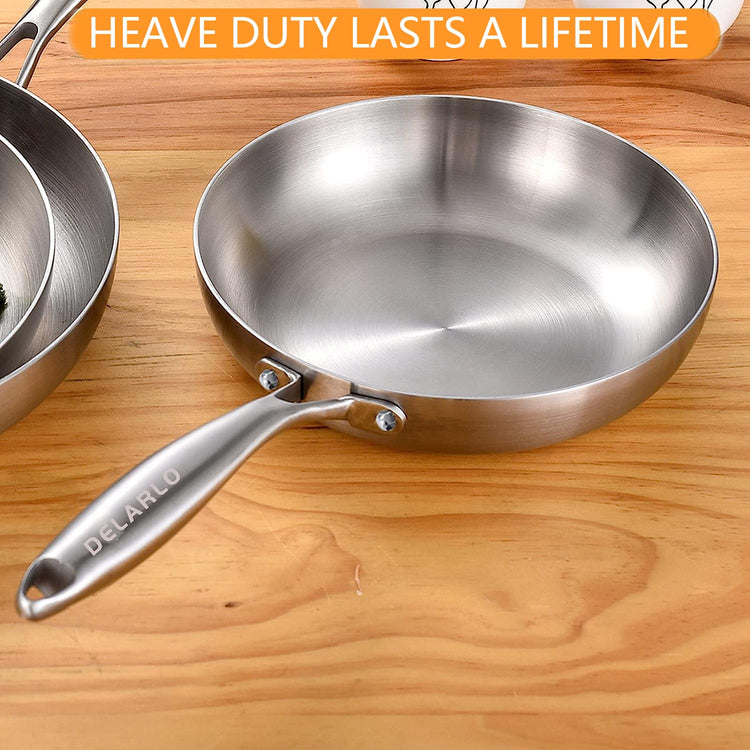 Tri Ply Stainless Steel Frying Pan 8" kitchen skillet