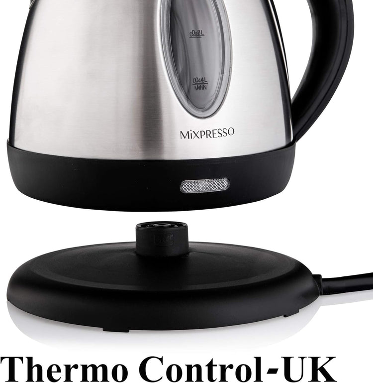 Mixpresso Stainless Steel Electric Kettle, Cordless Pot 1.2L Portable Electric Hot Water Kettle, 1500w Strong Fast Boiling Pot, Water Boiler, Electric Tea Kettle With Boil Dry Protection