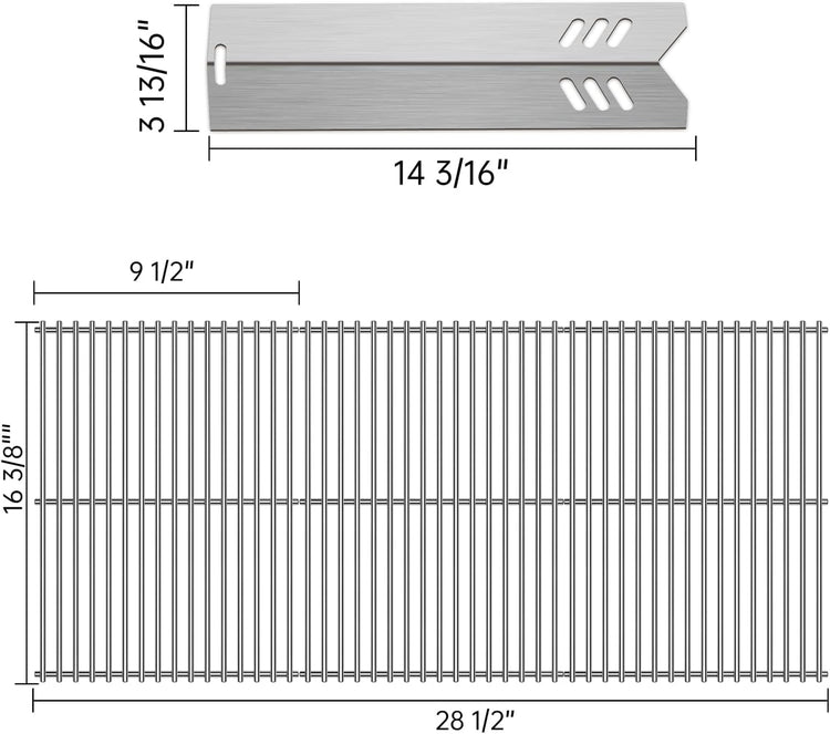 Kalomo Grill Grates Grill Heat Plates Shield Grill Replacement Parts for BBQ Uniflame Grill GBC1030W, GBC1030WRS, GBC1030WRS-C, GBC1134W, GBC1134WRS, Stainless Steel Cooking Grids Accessories