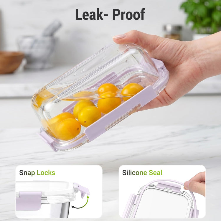 10 Sets 36 oz & 12 oz Glass Food Storage Containers with lids (Purple)