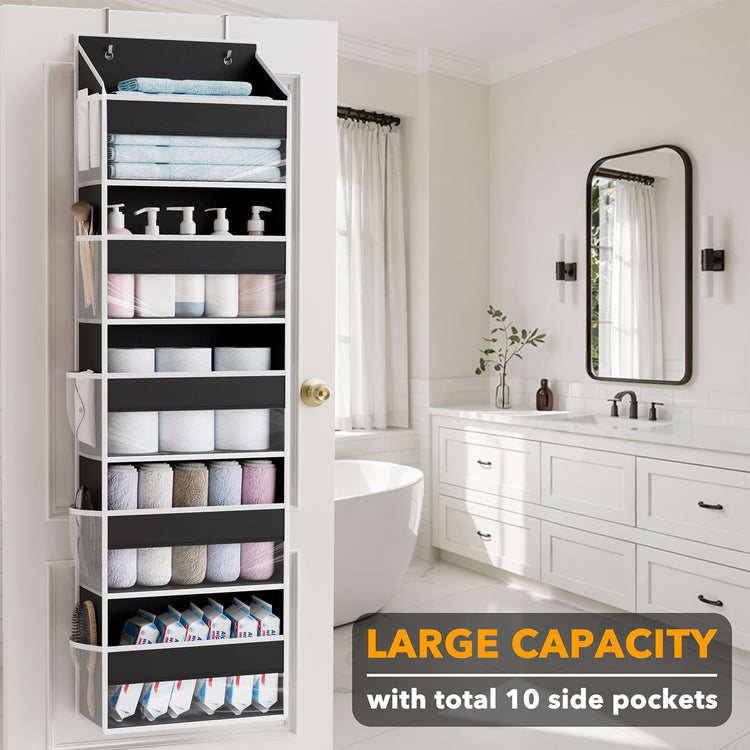 1 Pack Over The Door Organizer with 5 Large Pockets and 10 Mesh Side Pockets