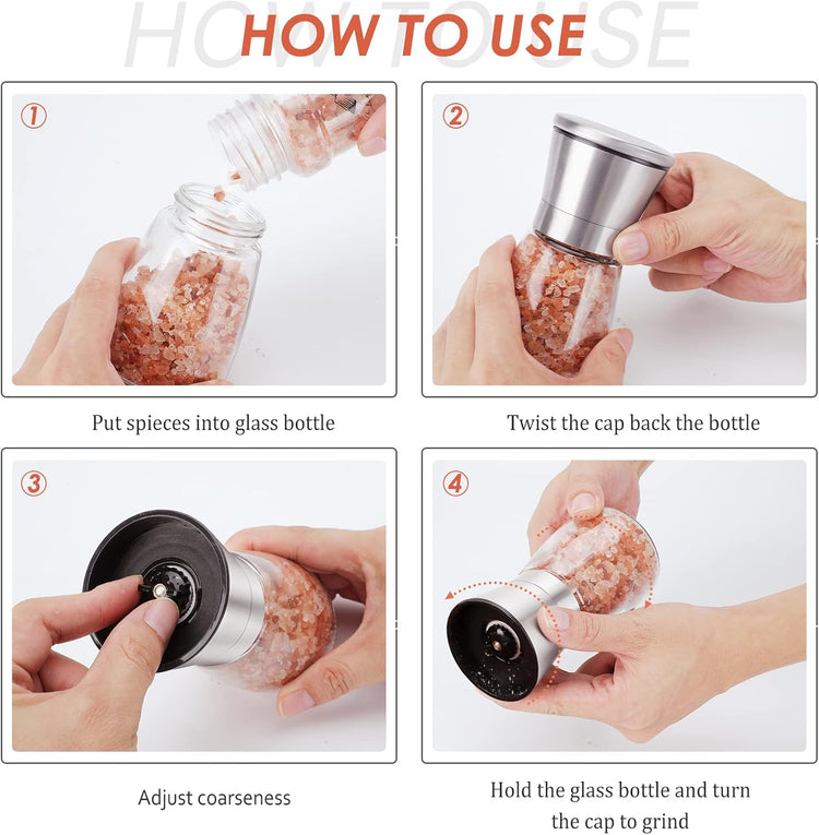 Original Stainless Steel Salt or Pepper Grinder - Top Spice Mill with Ceramic Blades, Brushed Stainless Steel and Adjustable Coarseness By Pepper Grinder (Single Package)