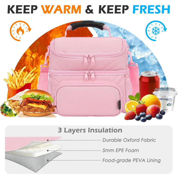 Double Layer Cooler Insulated Lunch Bag Adult Lunch Box Large Tote Bag for Men