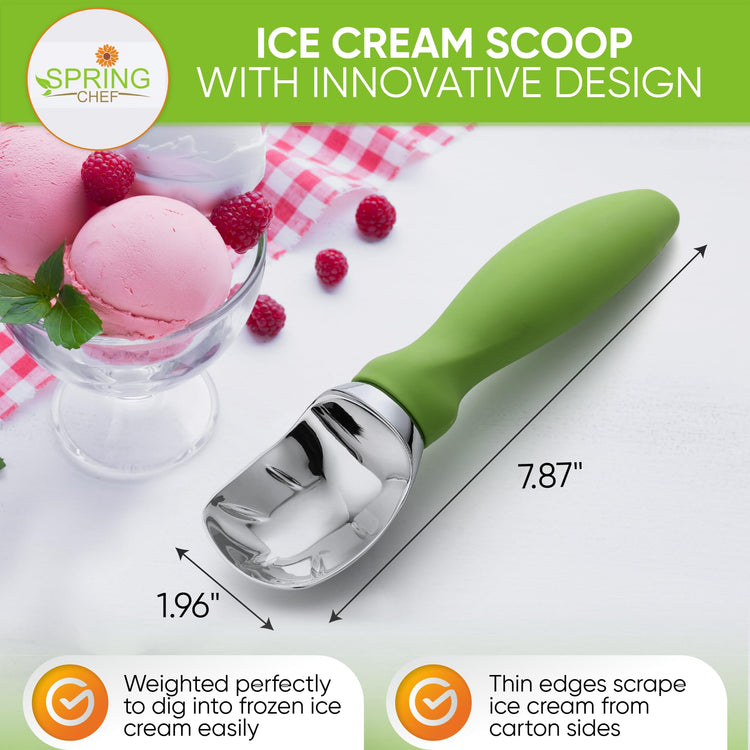 Heavy Duty Metal Ice Cream Scoop with Soft Grip Handle