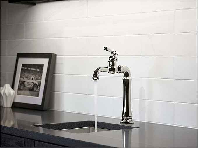 Kohler K-99268-SN Artifacts Gentleman's Single Handle Bar Faucet, Vibrant Polished Nickel