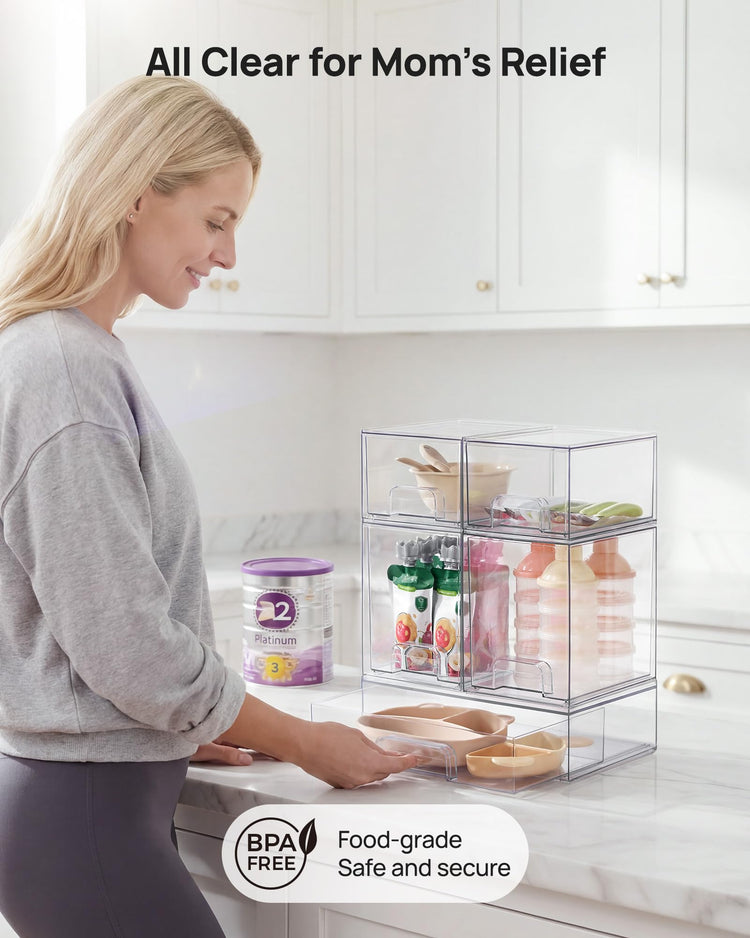 Clear Stackable Storage Drawers Set of 5 (5 Count)