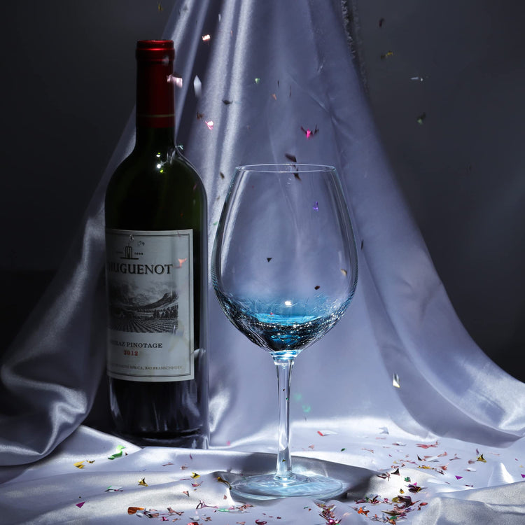Handmade Blue Crackle Wine Glasses