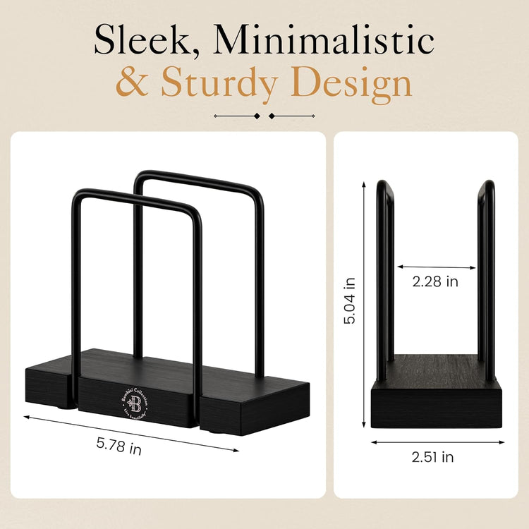 Black Napkin Holder for Table - Modern Napkin Dispenser, Bamboo and Iron Design, Non-Slip, Suitable for Kitchen, Dining, Farmhouse, Cocktail, Picnic, Bar, Outdoor Use - Holds Paper Napkins, Mail, Bill
