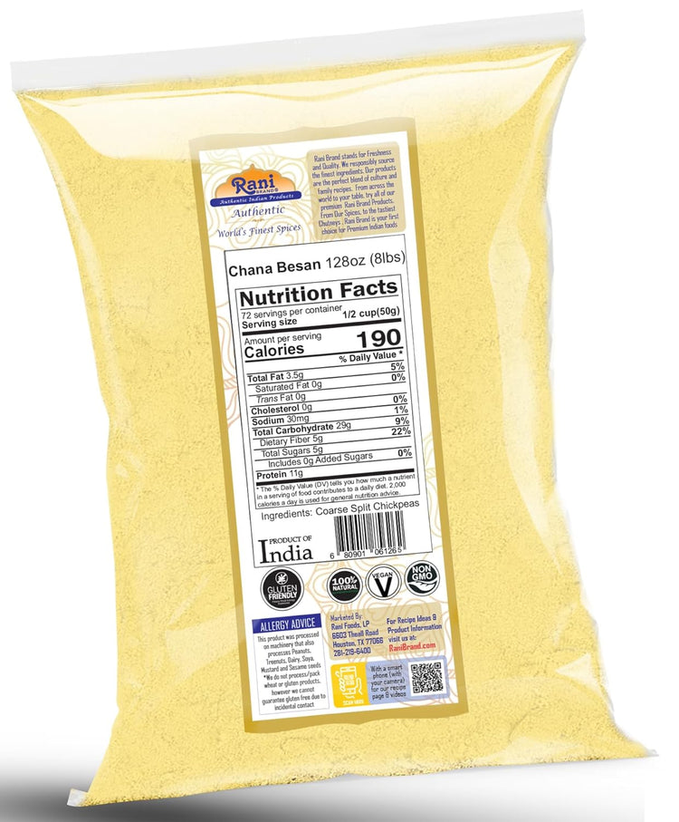 Rani Chana Besan (Chickpeas Flour, Gram) 128oz (8lbs) 3.63kg Bulk ~ All Natural | Vegan | Gluten Friendly | NON-GMO | Kosher | Indian Origin - Nestoria
