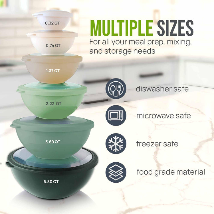 12 Piece Plastic Mixing Bowls with Leak (452.48 Count)