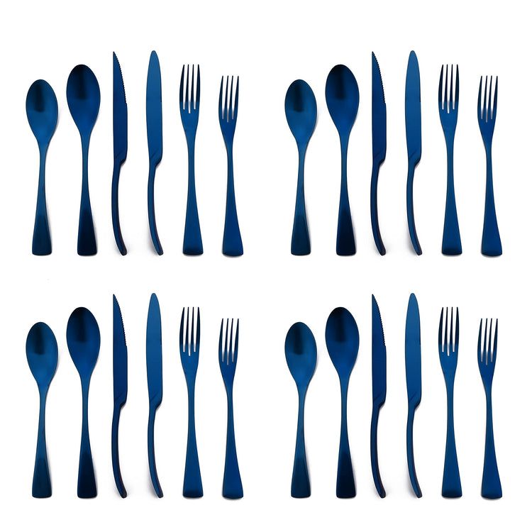 Luxury 18 10 Stainless Steel Matte Blue Cutlery Flatware Set