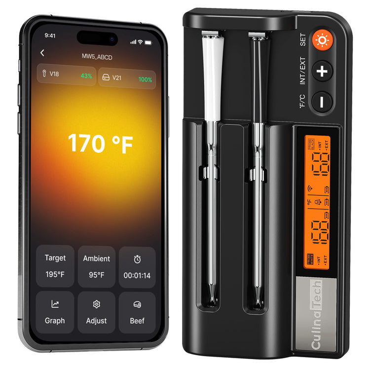 750ft Wireless Meat Thermometer Long Range for Smoker