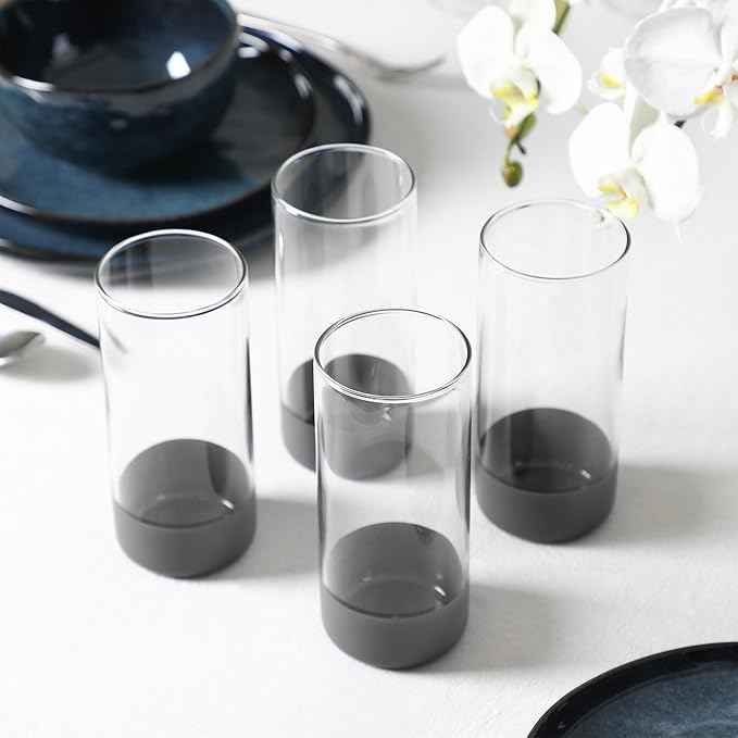Stone Lain Mirella 16-Piece Dinnerware Set Stoneware, Borosilicate Glass, Blue