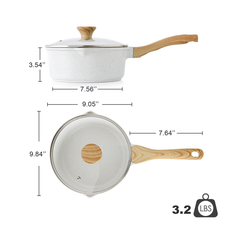 3 Quart Ceramic Nonstick Saucepan with Double Pouring Spout