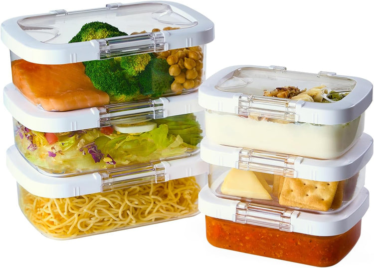 Felli Duo Loc Tritan Containers for Heating Food Microwave Safe Box, Airtight Food Storage for Fridge Freezer Salad On The Go Lunch Container Reusable | Great for Weekly Meal Plan Picnic Travel (6pk)
