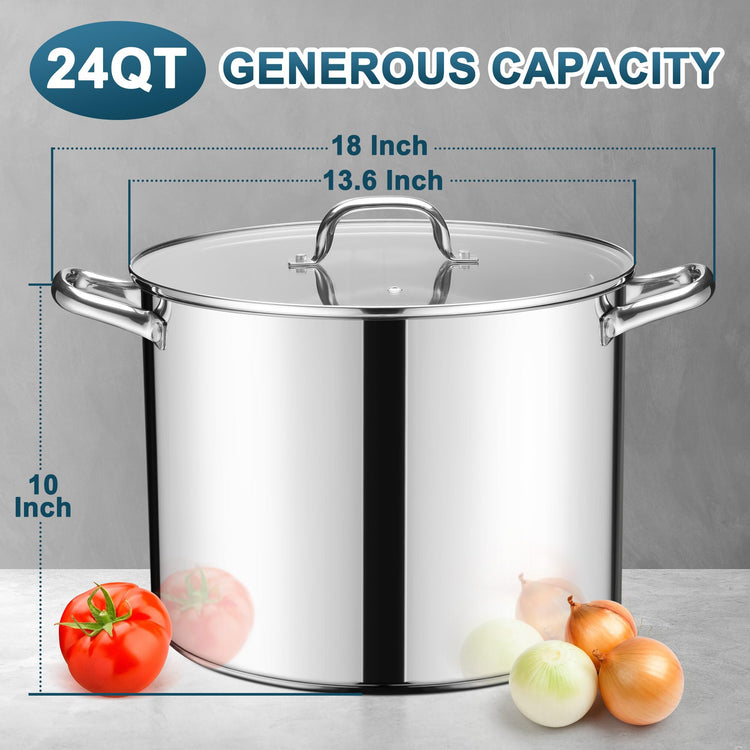 24 Quart Large Stock Pot